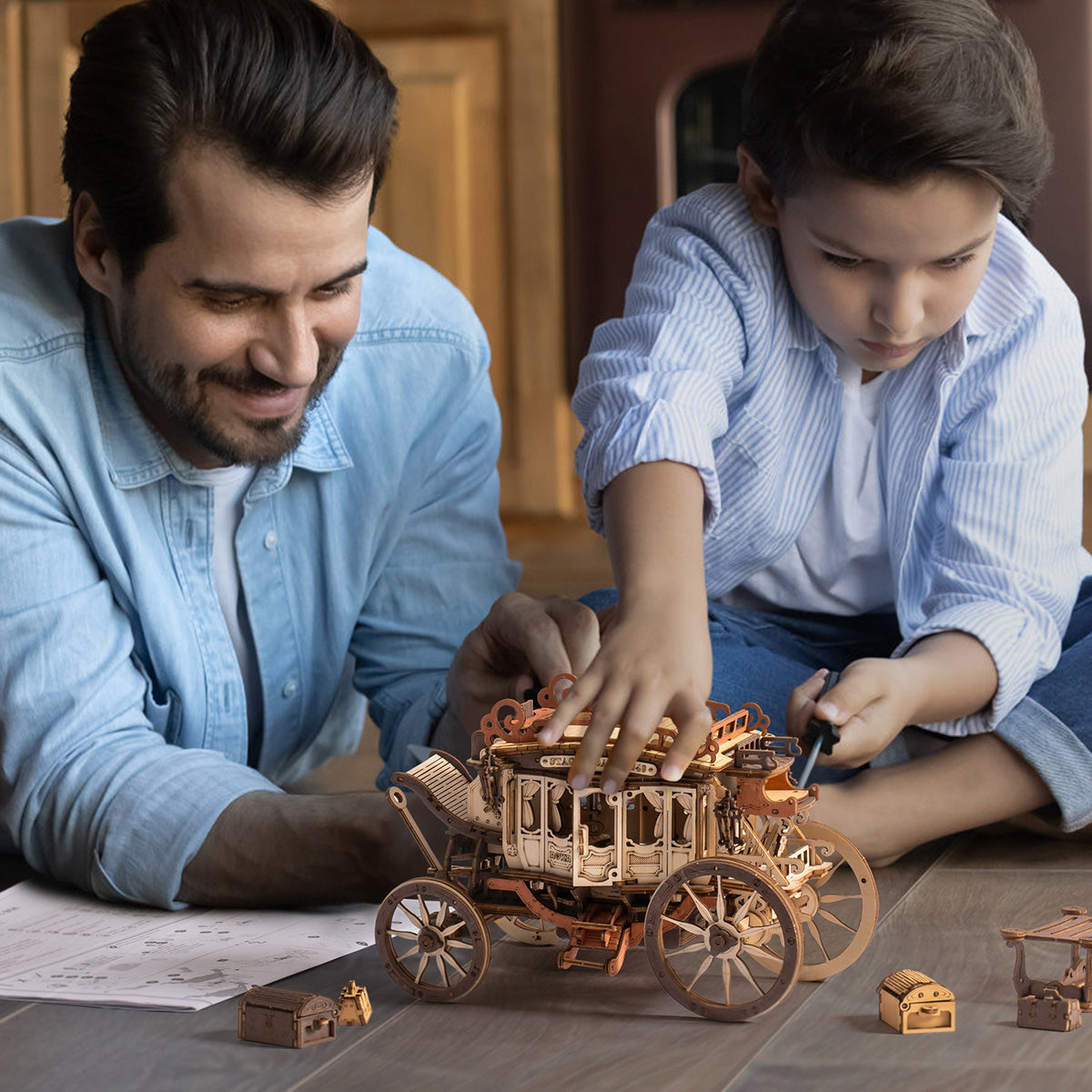 ROKR Stagecoach Mechanische Spieluhr 3D Holzpuzzle AMKA1 