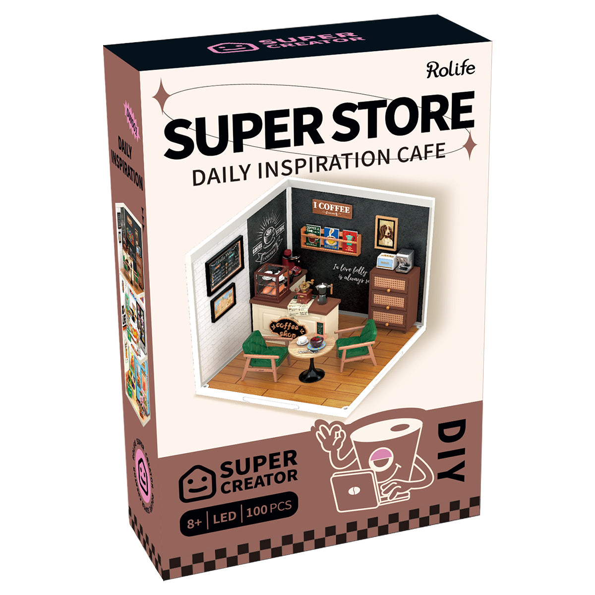 Rolife Super Creator Daily Inspiration Cafe Kit de maison miniature en plastique à faire soi-même DW001 