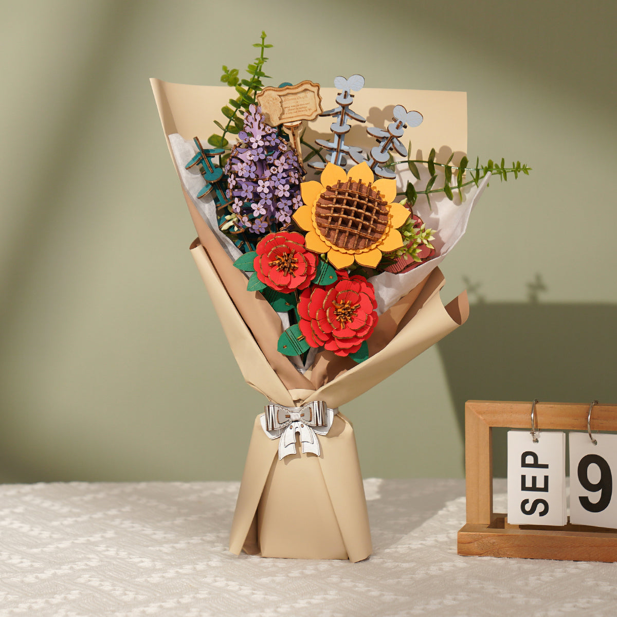 Puzzle 3D en bois avec bouquet de fleurs en bois à faire soi-même de Rowood 