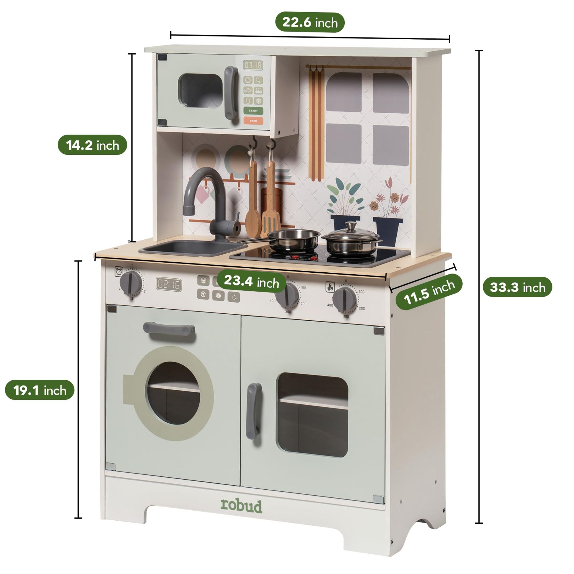 Robud Green Modern Look Play Kitchen WCF26